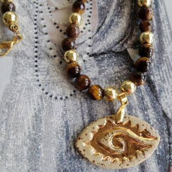 Gisela / Kaplan gözü Seramik Kolye